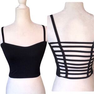 BOUTIQUE ITEM- LADDER BACK CROP TOP OR CAMI TOP IN BLACK